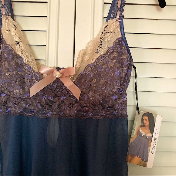 NWT Coquette Babydoll & G-string - Blue Oyster |Medium | Valentine’s Day - Picture 5 of 7